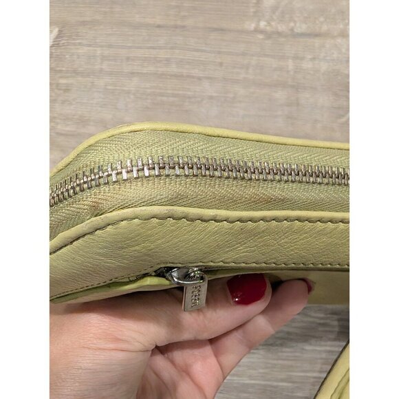 Fossil Light Yellow Green Leather Womens Zip Around Wallet Clutch Wristlet Retro - Picture 10 of 16